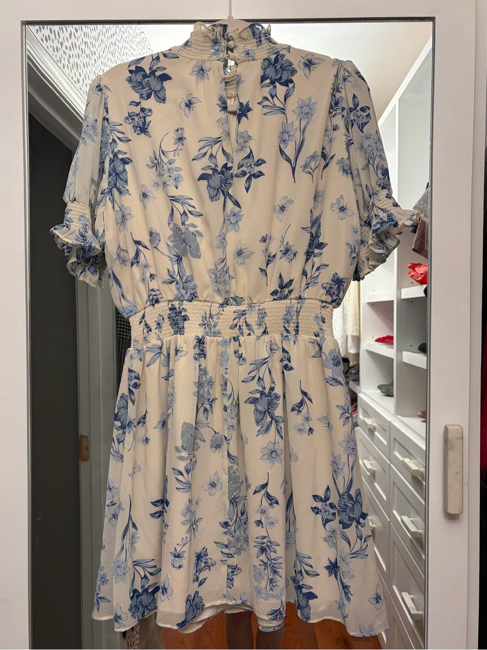 Sugarlips April Blue Floral Mock Neck Mini Dress - Picture 5 of 10